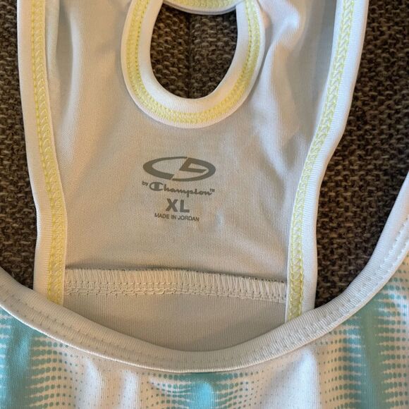 Womens Champion razor back shirt tee white and blue stripes size EXTRA LARGE - Picture 6 of 15